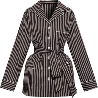 Dolce & Gabbana Gestreept Poplin Vanity Shirt - Dames - Overhemden - Bruin - M - Leer - Overhemden