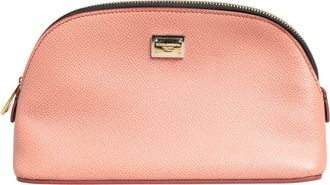 Dolce & Gabbana Beige Leather DG Logo Zip Around Hand Purse Pouch Womens Wallet