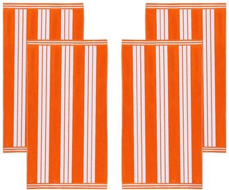 Superior Set Of 4 Cabana Stripe Oversized Cotton Beach Towels