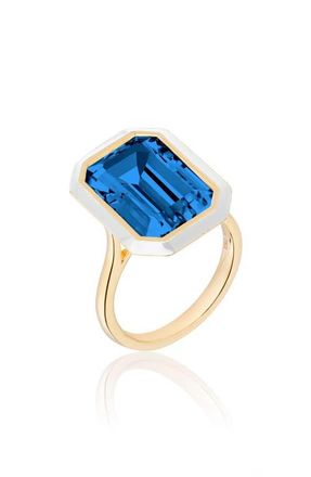 Goshwara Queen Emerald Cut Ring in Deep Blue /White at Nordstrom, Size 7