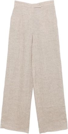 Emporio Armani Wijde Broek - Dames - Wijde Broeken - Beige - S - Leer - Broeken