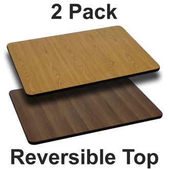 Flash Furniture 2 Pk. 30 x 42 Rectangular Table Top with Natural or Walnut Reversible Top