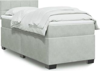 vidaXL Vidaxl - Cama Box Spring Con Colch&oacute;n Terciopelo Gris Claro 90x190 Cm