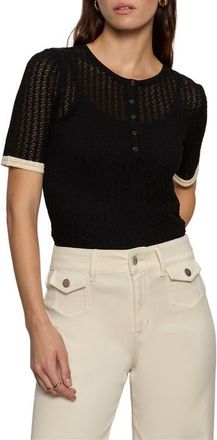 Sanctuary Going Place Pointelle Sweater in Black at Nordstrom, Size X-Small