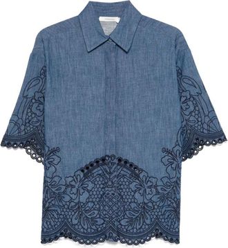 Zimmermann Short Sleeve Embroidered Top