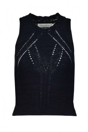 Bishop + Young Womens Muse Pointelle Tank Top In Indigo