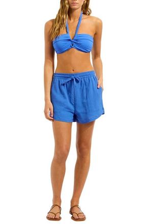 Seafolly Cotton Gauze Cover-Up Shorts in Sapphire at Nordstrom, Size X-Small