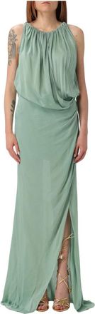 Blumarine Jersey Sable Jurk - Dames - Avondkleed - Groen - XS - Kleedjes