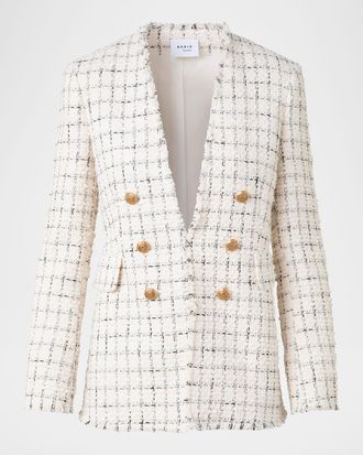 Akris Small Window Check Tweed Blazer