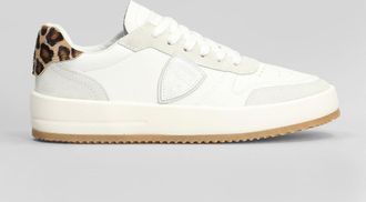 Philippe Model Nice Low Sneakers In White Suede And Leather