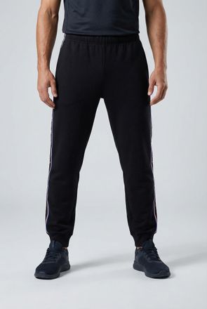 Champion Jogginghose CHAMPION Sports-inspired Interlock Rib Cuff Pants with Tape detailing, Herren, Gr. XXL, N-Gr, nbk, Obermaterial: 82% Baumwolle, 18% Polyes