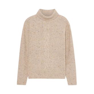 Brooks Brothers Donegal Wool Blend Turtleneck - Dames - Coltruien - Beige - XS - Wol - Truien & Vesten