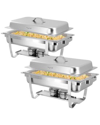 MegaChef 9.5Qt Stackable Stainless Steel Chafing Dishes (Set Of 2)