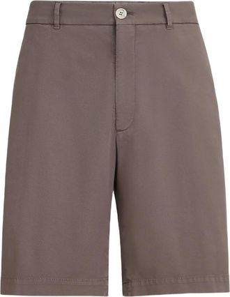 Brunello Cucinelli Katoenen shorts met knoopsluiting en geverfd effect - Bruin