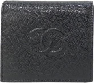 Chanel Black Grained Calfskin Wallet (Bi-Fold) (Pre-Owned)