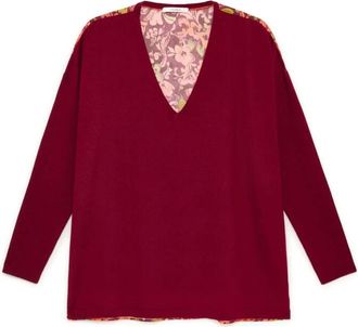 Maliparmi Nieuwe Merinos Blend Gebreid - Dames - V-hals truien - Rood - XS - Wol - Truien & Vesten