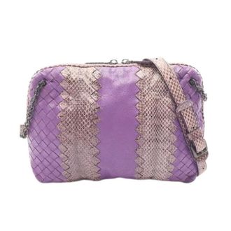 Bottega Veneta Pre-owned Cross Body Bags, female, Purple, Size: ONE SIZE Pre-owned Intrecciato Leather Shoulder Bag