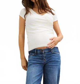 Hatch Softest Rib Nursing Tee- Maternity In White