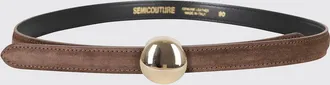 Semicouture Cintura in pelle di vitello marrone con fibbia squadrata in metallo
