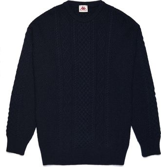 Kappa Collezione Heren Wollen Trui met Ierse Kabelbreisel - Heren - Ronde hals truien - Blauw - S - Wol - Truien & Vesten