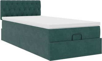 vidaXL Vidaxl - Estructura De Cama Otomana Con Colch&oacute;n Terciopelo Verde Oscuro