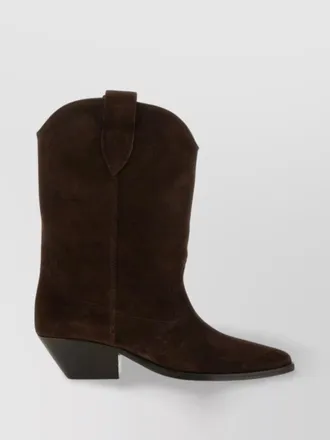 Isabel Marant duerto suede cuban heel pointed toe boots