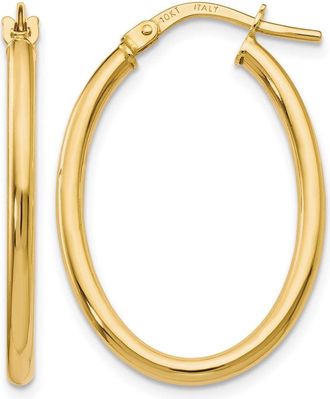 Diamond2Deal 10K Yellow Gold Oval Shape Hinged Hoop Earrings