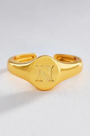 Luv AJ Initial Oval Signet Ring