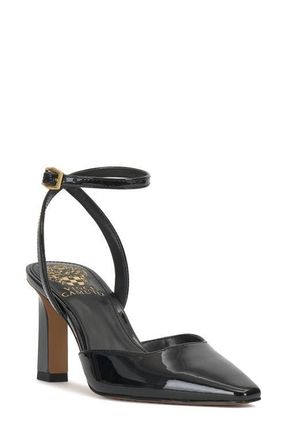 Vince Camuto Galees Ankle Strap Pump in Black Patent at Nordstrom, Size 6.5