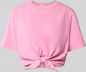 Rich & Royal Cropped T-Shirt mit Knotendetail in Pink, Größe XL