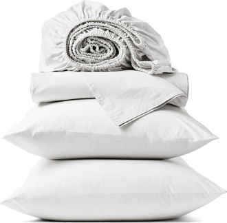 Coyuchi Refined 300 Thread Count Organic Cotton Percale Sheet Set in Alpine White at Nordstrom, Size California King