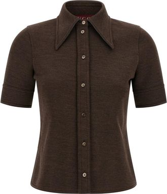 Gucci Brown Slim Solid Shirt