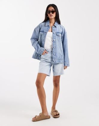 New Look Giacca di jeans oversize blu medio