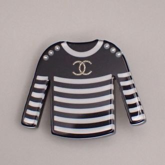 Chanel Cc Logo Sweater Clothes Motif Pin Brooch Plastic Plastic Brooch Jewelry (Pre-Owned)