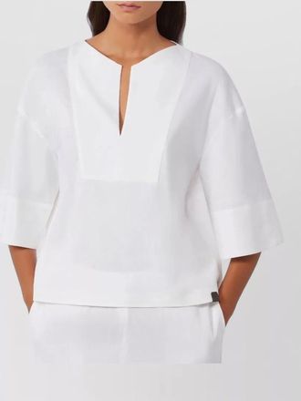 Max Mara v neck blouse wide short sleeves