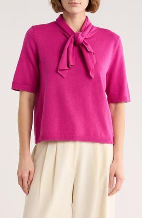 Halogen Tie Neck Top in Peony Punch at Nordstrom Rack, Size X-Large
