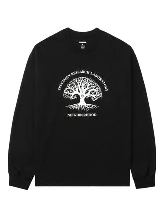 Neighborhood tree-print long-sleeve T-shirt - men - Cotton - M - Black
