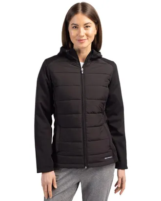 Cutter & Buck Evoke Hybrid Softshell Full Zip Womens Hooded Long SleeveJacket