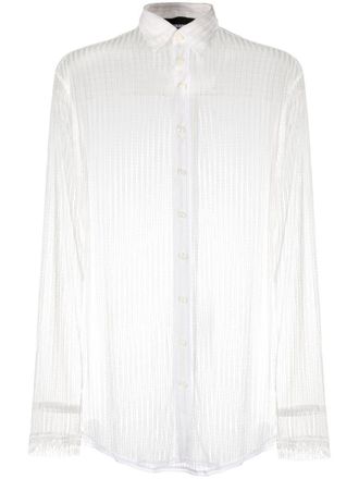 Dsquared2 sheer lace long-sleeve shirt - men - Viscose/Polyamide - 46 - White