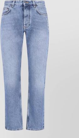 Off-white straight trousers belt loops back pockets