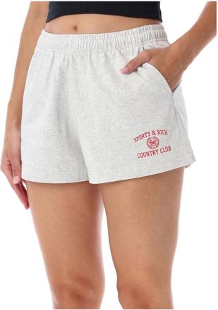 Sporty & Rich Varsity Crest Disco Short - Dames - Korte Broeken - Grijs - L - Katoen - Korte Broeken