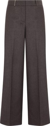 PESERICO Loose Pants - Dames - Wijde Broeken - Bruin - M - Wol - Broeken