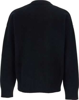 Ami Logo-Embroidered Wool Sweater - Black