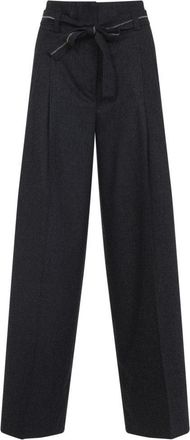 PESERICO High-Waisted Wide-Leg Trousers With Self-Tie Belt