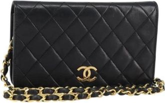 Chanel Pre-owned Cross Body Bags, female, Black, Size: ONE SIZE Pre-owned Vintage Leather Cross Body Bag