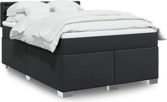 vidaXL Vidaxl - Cama Box Spring Con Colch&oacute;n Cuero Sint&eacute;tico Negro 160x200 Cm