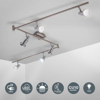 B.K.Licht B.k.licht - Plafoniera led con faretti orientabili, include 6 lampadine GU10 da 5W 400Lm, luce calda 3000K lampadario moderno in metallo, lampada da