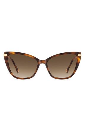 Carolina Herrera 55mm Gradient Rectangular Sunglasses in Havana/Brown Sf at Nordstrom