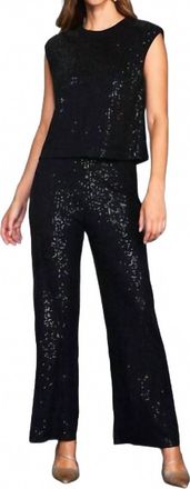 Skies Are Blue Clothing Sequins Semi-Flare Pant In Black