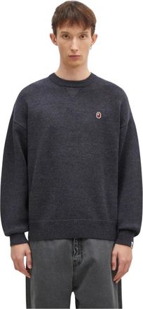 A Bathing Ape Trui met ronde hals en logo-applicatie - Heren - Ronde hals truien - Grijs - L - Wol - Truien & Vesten